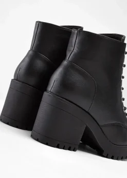 bonprix Boots|Schuhe & Accessoires In Spezialgrößen·Schuhe In Übergröße^Schnürboots mit Blockabsatz schwarz