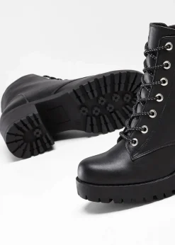 bonprix Boots|Schuhe & Accessoires In Spezialgrößen·Schuhe In Übergröße^Schnürboots mit Blockabsatz schwarz