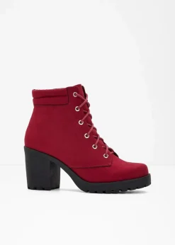 bonprix Boots^Schnürboots mit Blockabsatz dunkelrot