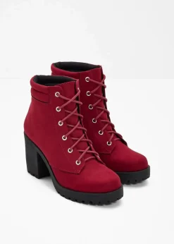 bonprix Boots^Schnürboots mit Blockabsatz dunkelrot