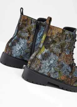 bonprix Boots^Schnürboots mit floralem Muster grün geblümt