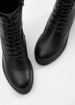 bonprix Boots^Schnürboots mit Plateau-Sohle schwarz
