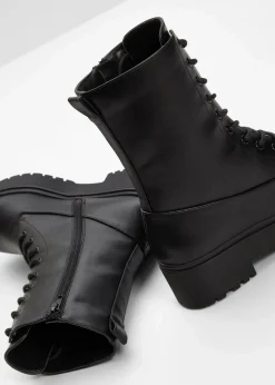 bonprix Boots^Schnürboots mit Plateau-Sohle schwarz