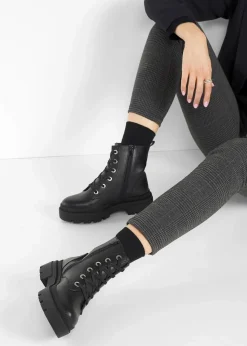 bonprix Boots^Schnürboots mit Profilsohle schwarz