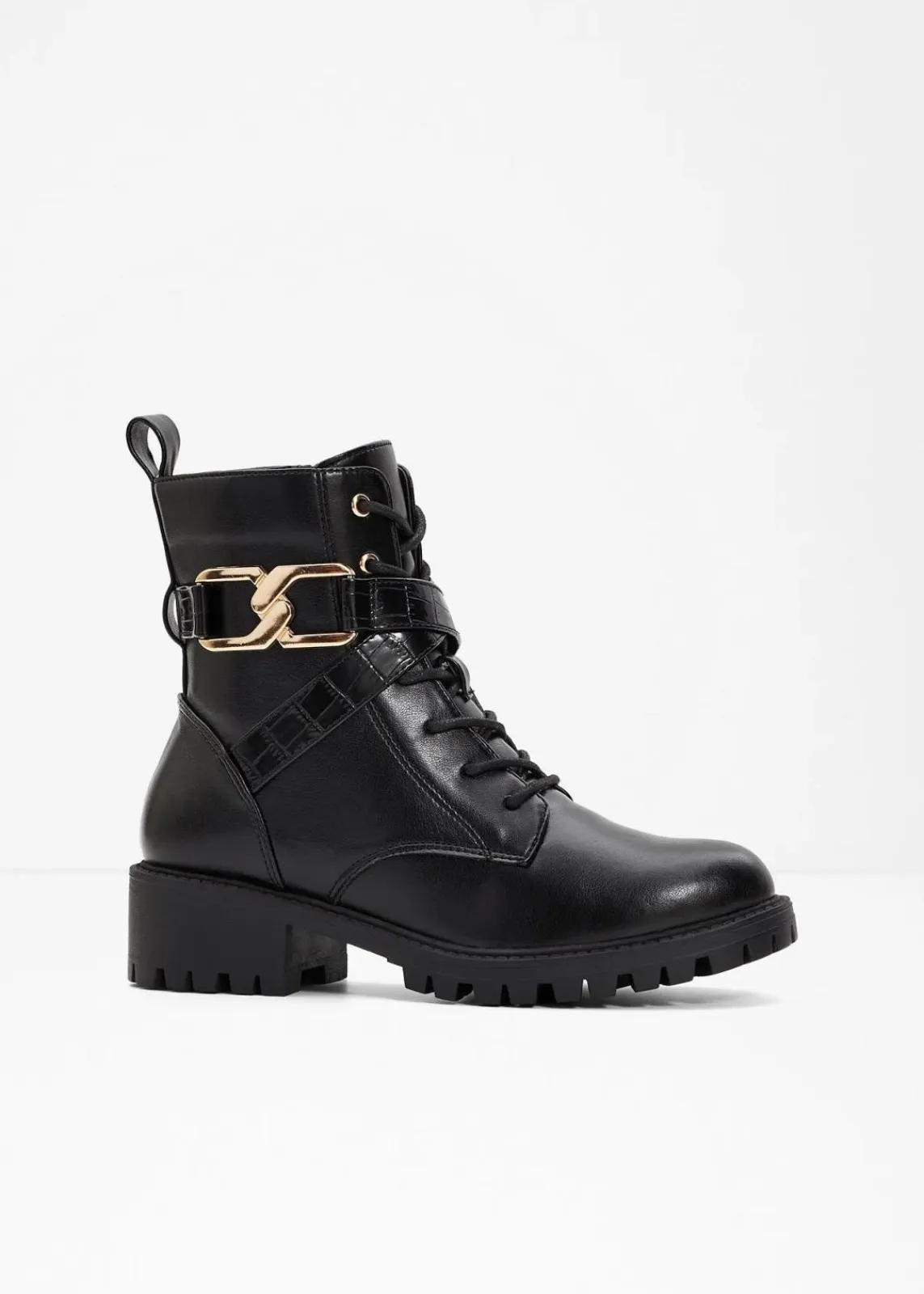 bonprix Komfortschuhe|Boots^Schnürboots mit Schnalle schwarz