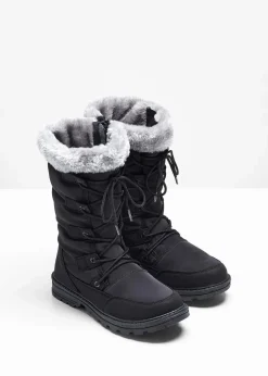 bonprix Komfortschuhe|Gefütterte Winterschuhe^Schnürstiefel schwarz