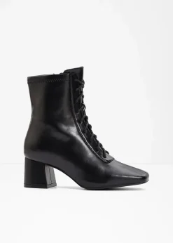 bonprix Stiefeletten^Schnürstiefeletten mit Blockabsatz schwarz
