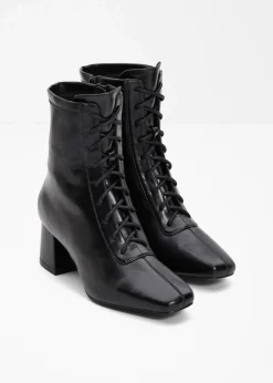 bonprix Stiefeletten^Schnürstiefeletten mit Blockabsatz schwarz