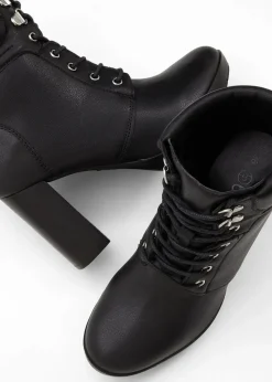 bonprix Stiefeletten|Schuhe & Accessoires In Spezialgrößen·Schuhe In Übergröße^Schnürstiefeletten mit hohem Absatz schwarz