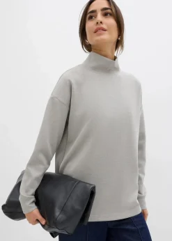 bonprix Bekleidung·Röcke|Bekleidung·Blusen & Tuniken^Scuba-Shirt mit Stehkragen hellgrau meliert meliert