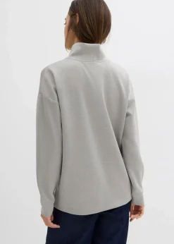 bonprix Bekleidung·Röcke|Bekleidung·Blusen & Tuniken^Scuba-Shirt mit Stehkragen hellgrau meliert meliert