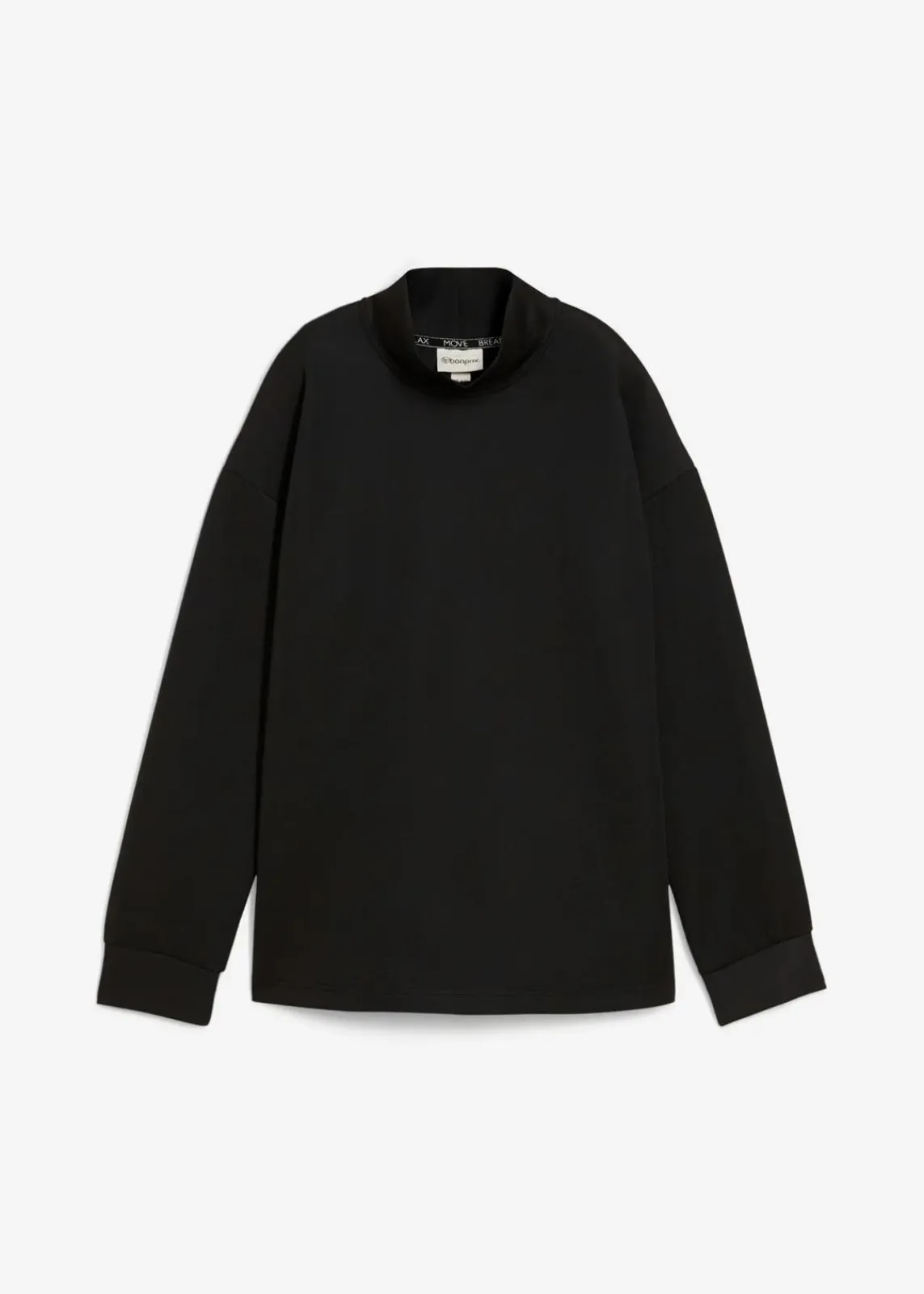 bonprix Sweat|Basics^Scuba-Shirt mit Stehkragen schwarz