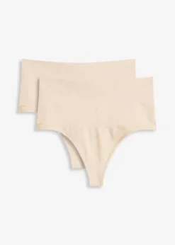 bonprix Nachhaltigere Materialien|Höschen^Seamless Light Shape-String (2er Pack) 2x sandbeige