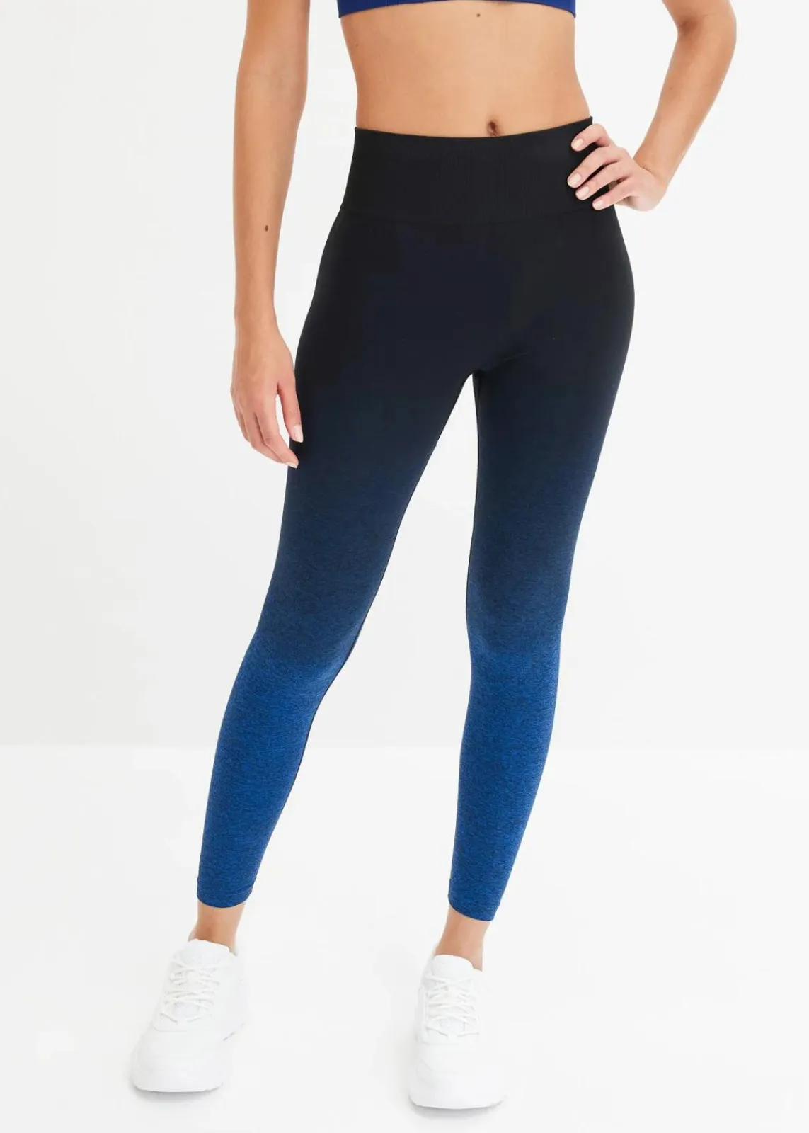 bonprix Bekleidung·Sweat|Bekleidung·Kleider^Seamless Sport-Leggings mit Farbverlauf, schnelltrocknend horizontblau/schwarz