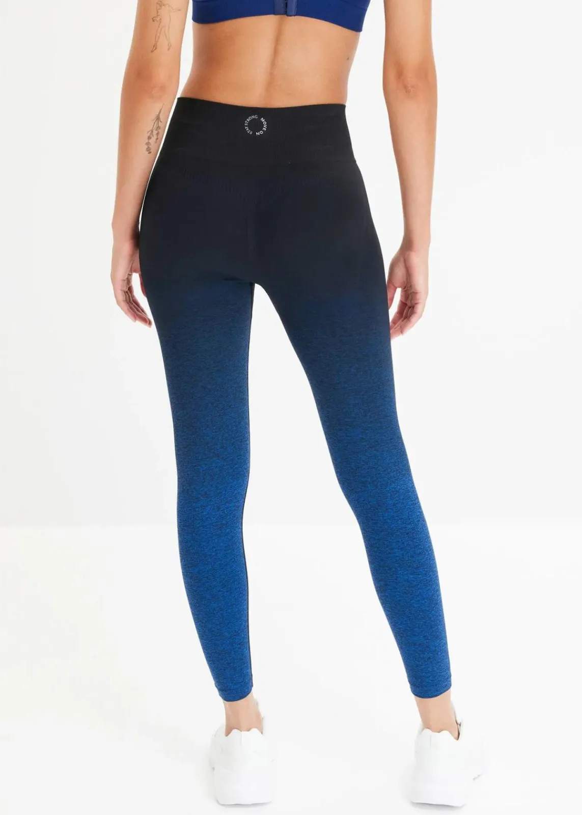 bonprix Bekleidung·Sweat|Bekleidung·Kleider^Seamless Sport-Leggings mit Farbverlauf, schnelltrocknend horizontblau/schwarz