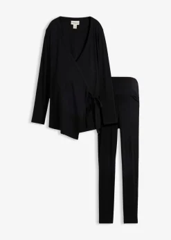 bonprix Bekleidung·Blazer|Nachhaltigere Materialien^Set aus Umstands-Wickelshirt mit bequemer Leggings (2-tlg.Set) schwarz