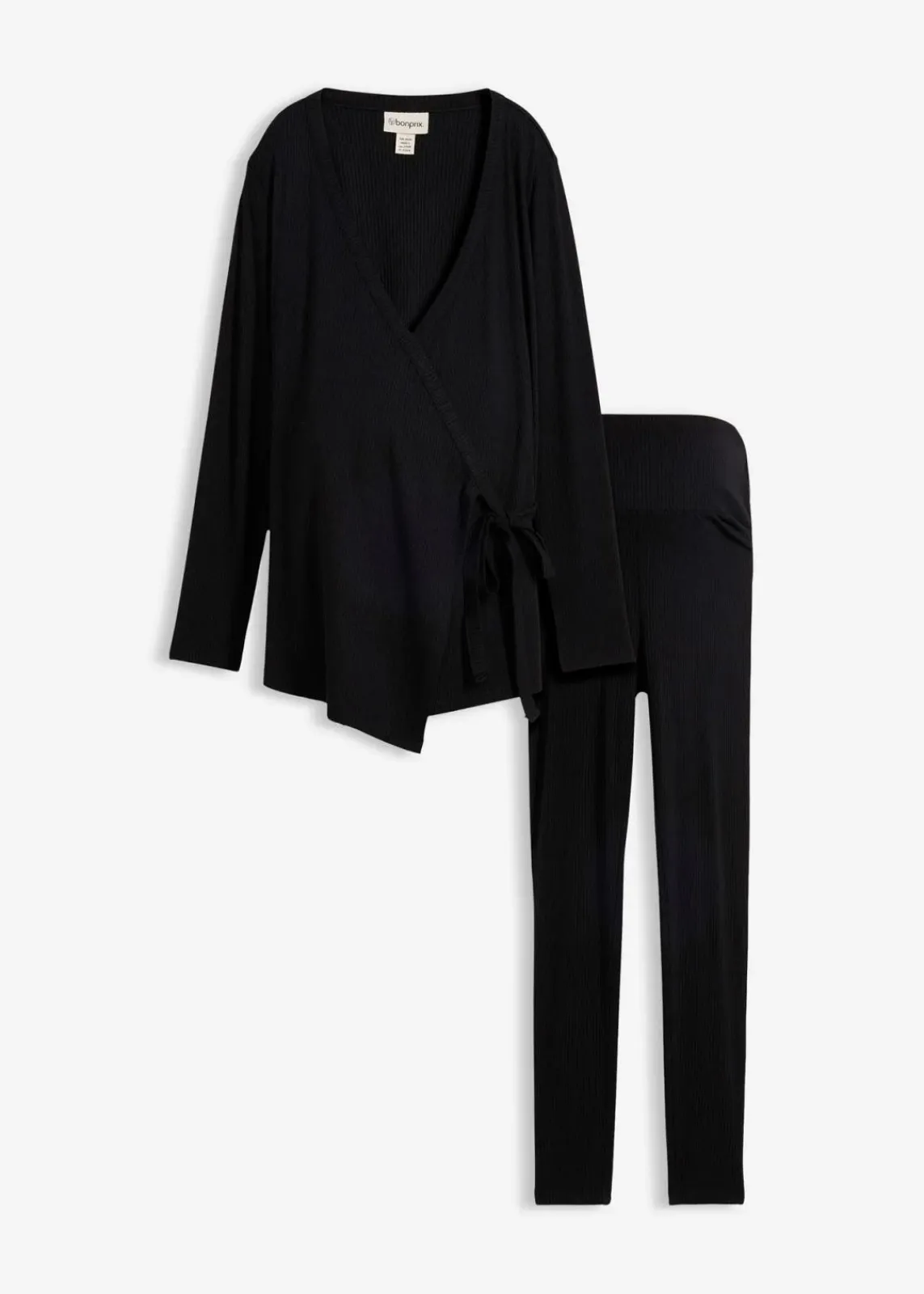 bonprix Bekleidung·Blazer|Nachhaltigere Materialien^Set aus Umstands-Wickelshirt mit bequemer Leggings (2-tlg.Set) schwarz