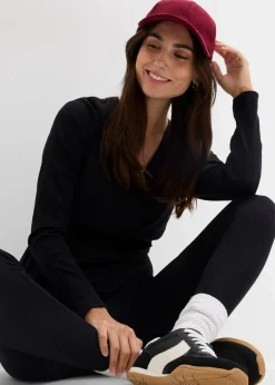 bonprix Bekleidung·Blazer|Nachhaltigere Materialien^Set aus Umstands-Wickelshirt mit bequemer Leggings (2-tlg.Set) schwarz