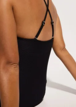 bonprix Nachhaltigere Materialien|Shapewear^Shape Badeanzug aus Strukturware mittlere Formkraft dunkelanthrazit