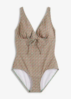 bonprix Nachhaltigere Materialien|Shapewear^Shape Badeanzug leichte Formkraft schwarz/rot/khaki graphisch
