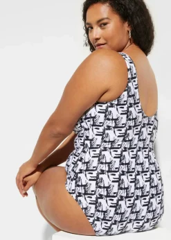 bonprix Nachhaltigere Materialien|Shapewear^Shape Badeanzug leichte Formkraft weiss / schwarz gestreift