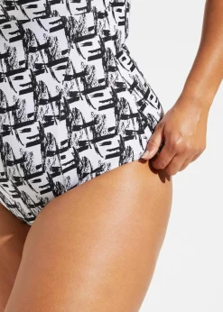 bonprix Nachhaltigere Materialien|Shapewear^Shape Badeanzug leichte Formkraft weiss / schwarz gestreift