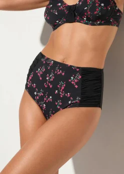 bonprix Nachhaltigere Materialien|Mix & Match^Shape Bikinihose (2er Pack) mittlere Formkraft schwarz + schwarz floral
