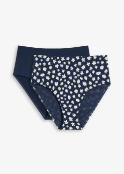 bonprix Nachhaltigere Materialien|Mix & Match^Shape Bikinihose (2er Pack) mittlere Formkraft dunkelblau + dunkelblau bedruckt