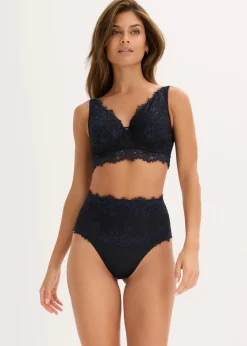 bonprix Wäsche·Shapewear|Wäsche·Höschen^Shape String mit Spitze und mittlerer Formkraft schwarz + intensivblau