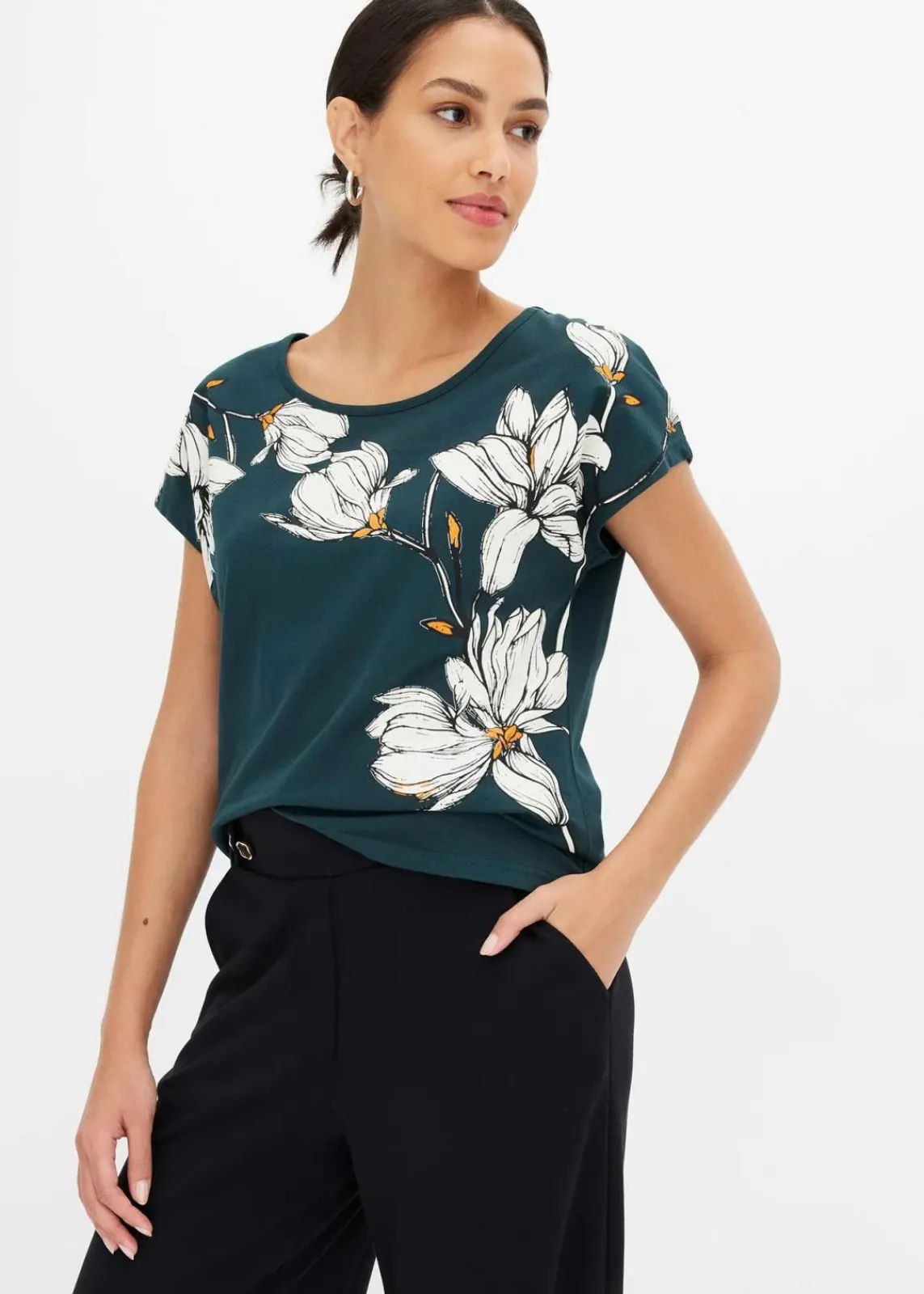 bonprix Shirts & Tops|Nachhaltigere Materialien^Shirt tiefgrün floral