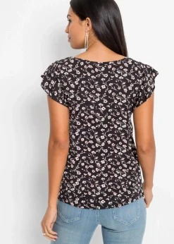 bonprix Shirts & Tops|Nachhaltigere Materialien^Shirt schwarz geblümt