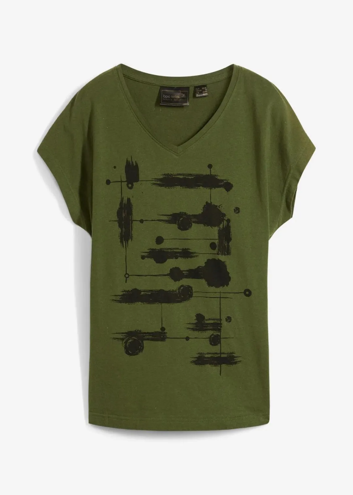 bonprix Shirts & Tops^Shirt dunkelkhaki/schwarz bedruckt