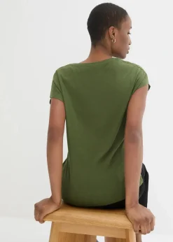 bonprix Shirts & Tops^Shirt dunkelkhaki/schwarz bedruckt