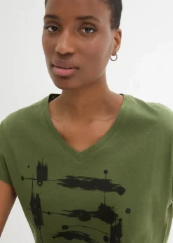 bonprix Shirts & Tops^Shirt dunkelkhaki/schwarz bedruckt
