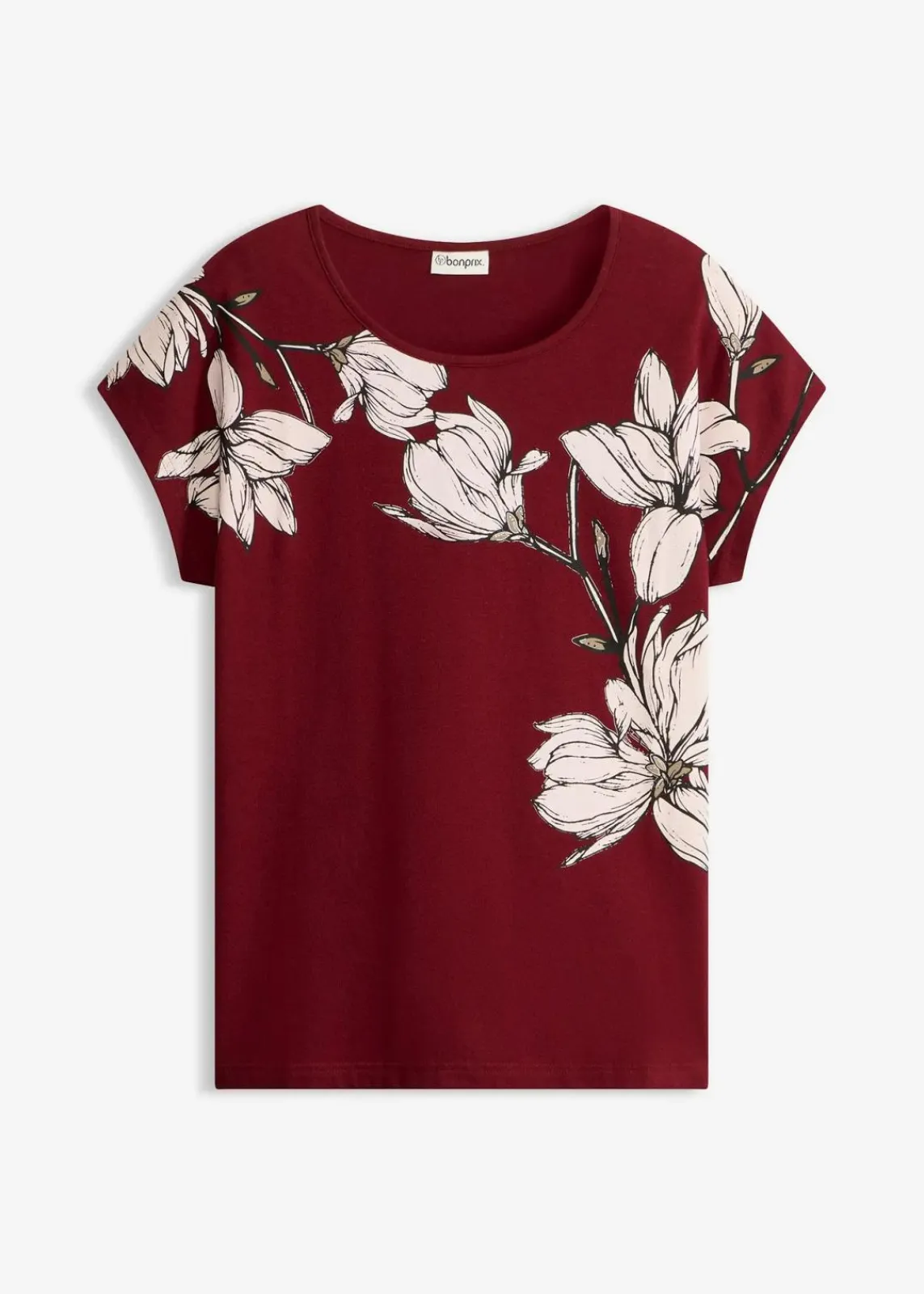 bonprix Shirts & Tops|Nachhaltigere Materialien^Shirt rubinrot/hellrosa/taupe floral