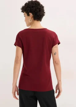 bonprix Shirts & Tops|Nachhaltigere Materialien^Shirt rubinrot/hellrosa/taupe floral
