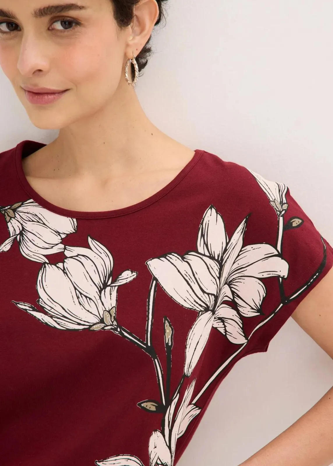 bonprix Shirts & Tops|Nachhaltigere Materialien^Shirt rubinrot/hellrosa/taupe floral