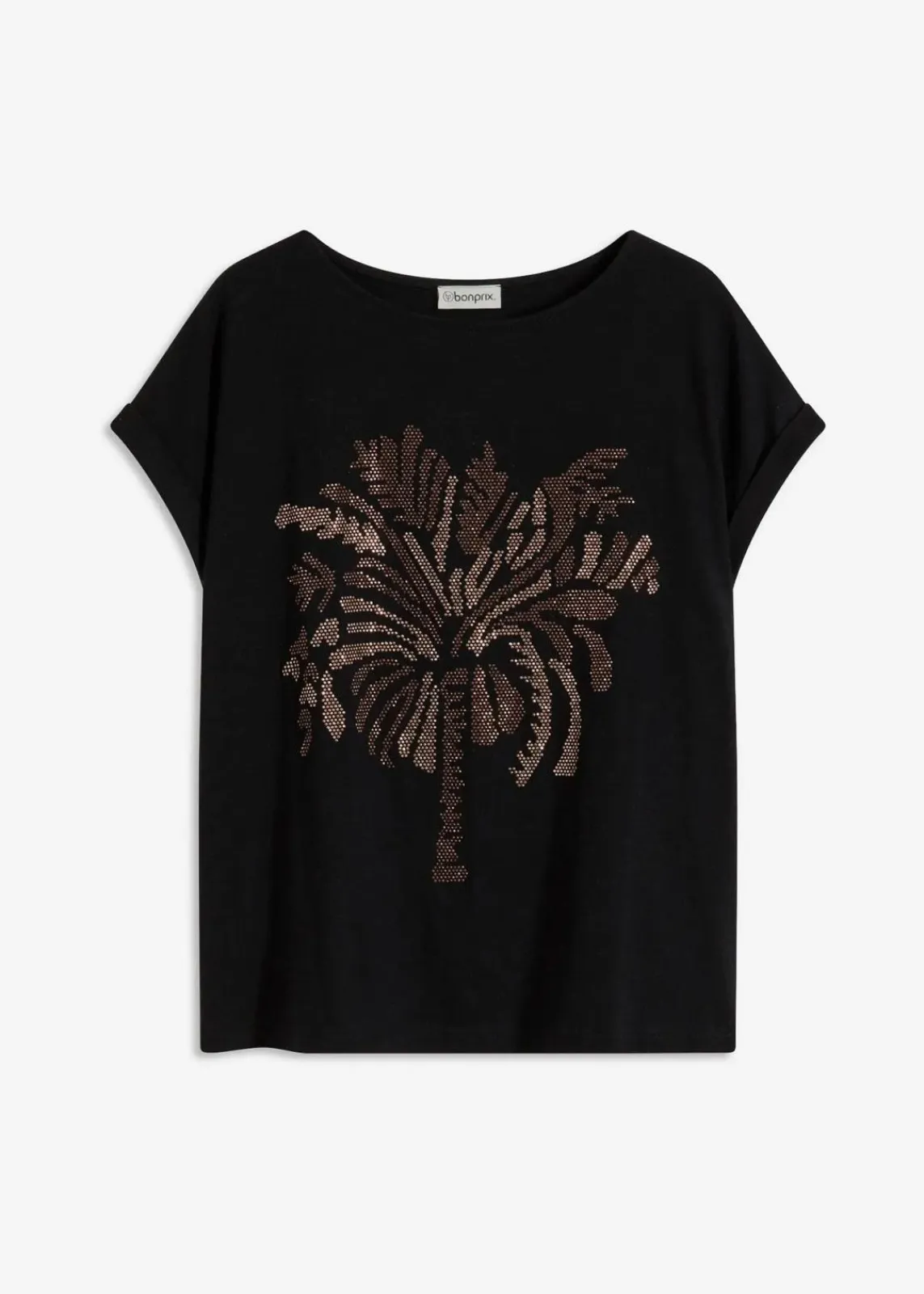 bonprix Shirts & Tops^Shirt aus Baumwolle mit Nietenapplikation schwarz