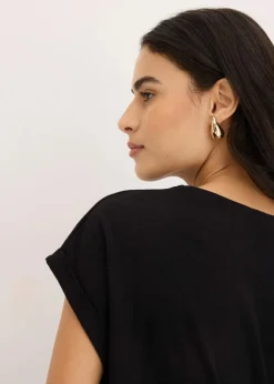 bonprix Shirts & Tops^Shirt aus Baumwolle mit Nietenapplikation schwarz