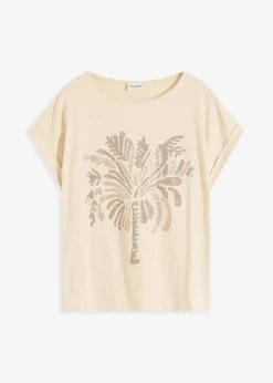 bonprix Shirts & Tops^Shirt aus Baumwolle mit Nietenapplikation hellsand