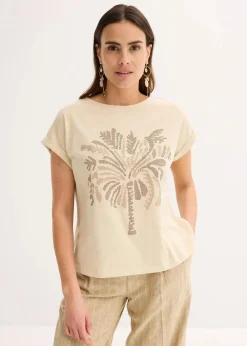 bonprix Shirts & Tops^Shirt aus Baumwolle mit Nietenapplikation hellsand