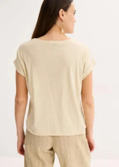 bonprix Shirts & Tops^Shirt aus Baumwolle mit Nietenapplikation hellsand