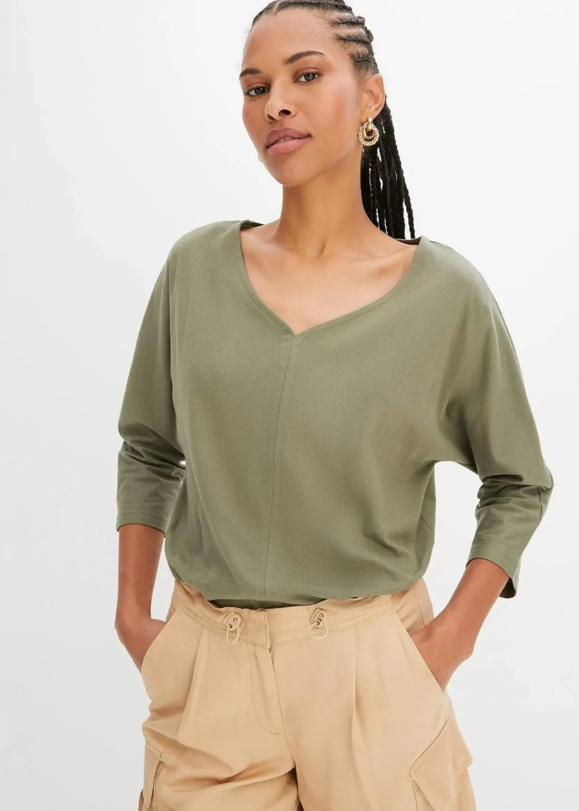 bonprix Nachhaltigere Materialien|Shirts & Tops^Shirt aus Bio Baumwolle oliv