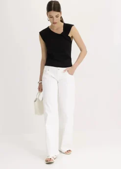 bonprix Shirts & Tops^Shirt aus elastischem Baumwoll-Mix schwarz