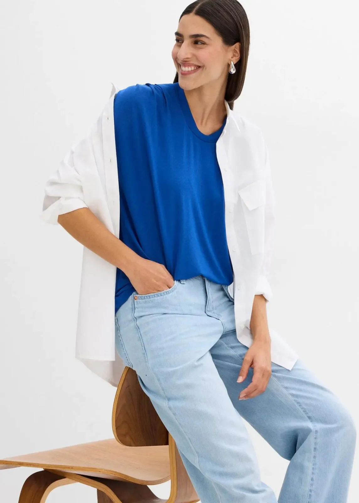 bonprix Shirts & Tops^Shirt aus fließendem Viskose-Mix enzianblau
