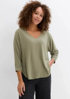 bonprix Shirts & Tops^Shirt aus fließendem Viskose-Mix oliv