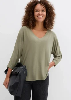 bonprix Shirts & Tops^Shirt aus fließendem Viskose-Mix oliv