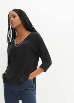 bonprix Shirts & Tops^Shirt aus fließendem Viskose-Mix schwarz