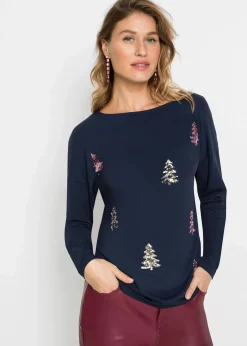 bonprix Shirts & Tops|Nachhaltigere Materialien^Shirt aus fließendem Viskose-Mix dunkelblau