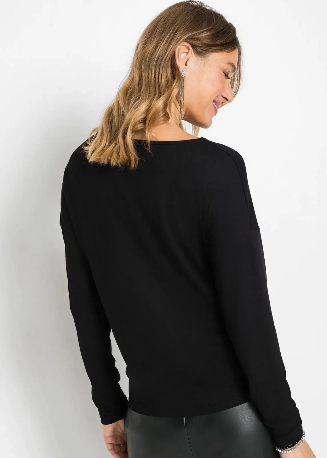 bonprix Nachhaltigere Materialien|Shirts & Tops^Shirt aus fließendem Viskose-Mix schwarz